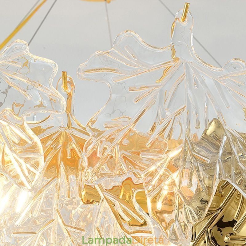 Folha de bordo pingente luz decoração europeia casa lustre de vidro