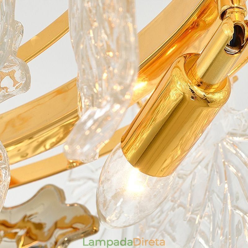 Folha de bordo pingente luz decoração europeia casa lustre de vidro