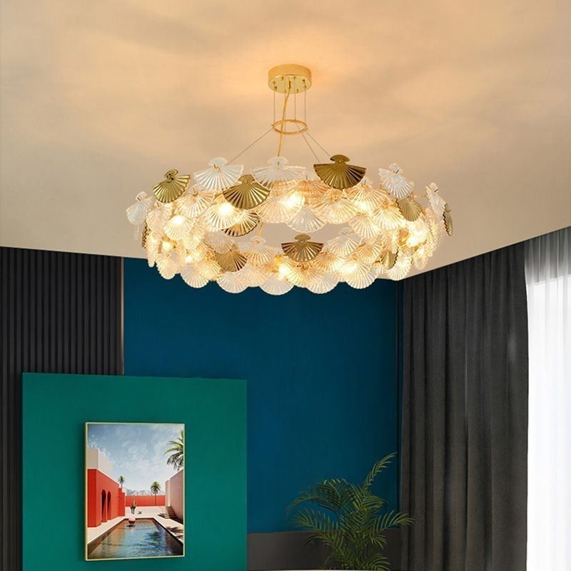 Lustre de vidro europeu pendurado em forma de leque
