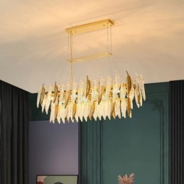 Lustre de vidro artístico Pena Oval Pendente Luz