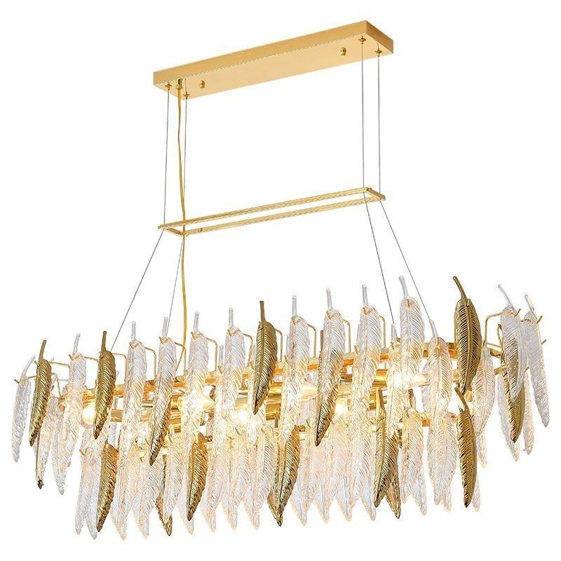Lustre de vidro artístico Pena Oval Pendente Luz
