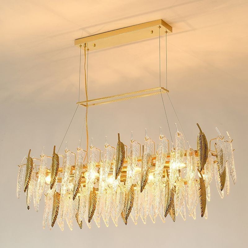 Lustre de vidro artístico Pena Oval Pendente Luz