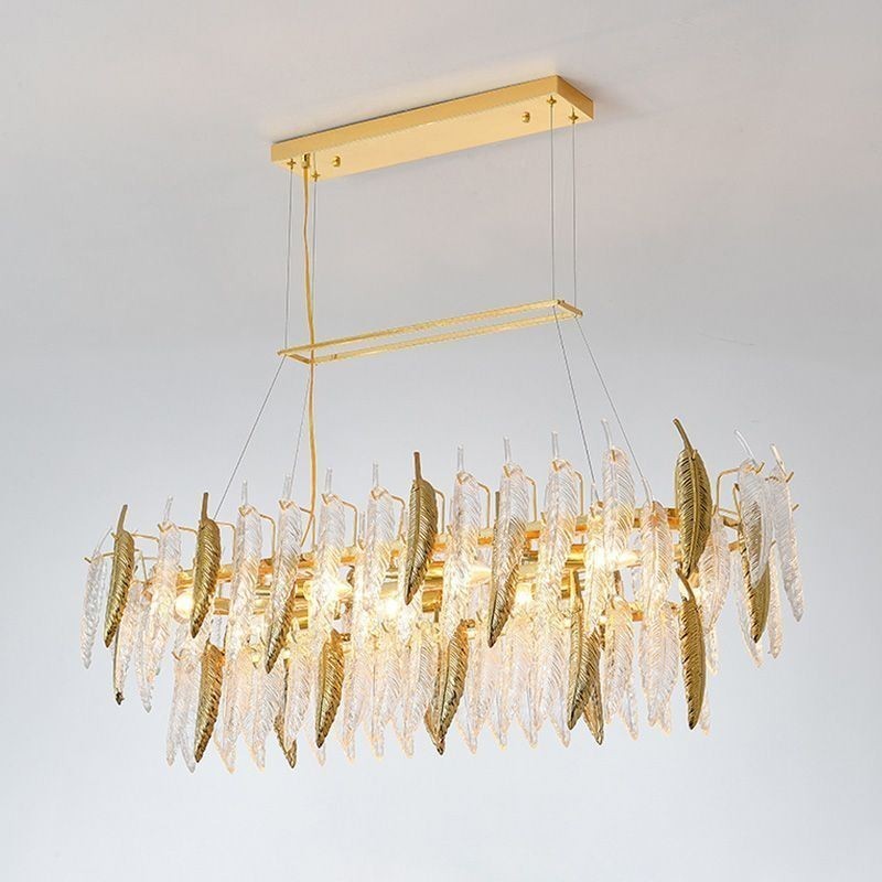 Lustre de vidro artístico Pena Oval Pendente Luz