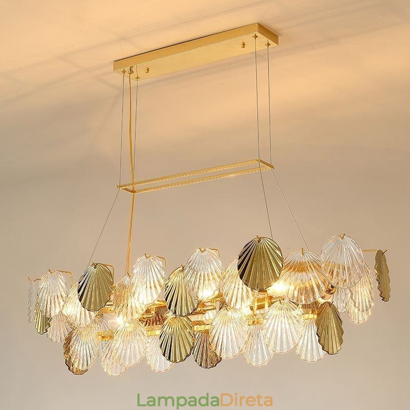Lustre de vidro de luxo Lâmpada da moda Lâmpada suspensa de vidro em forma de concha