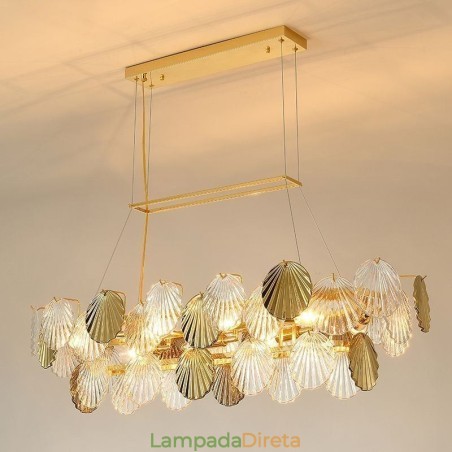 Lustre de vidro de luxo Lâmpada da moda Lâmpada suspensa de vidro em forma de concha Lustre de vidro de luxo Lâmpada da moda Lâmpada suspensa de vidro em forma de concha