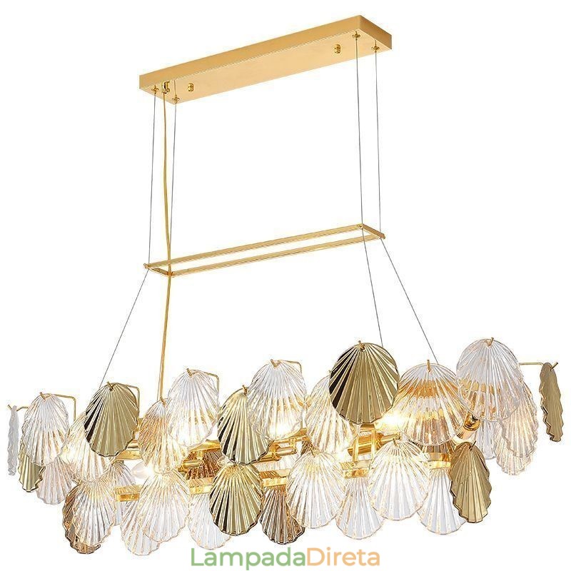 Lustre de vidro de luxo Lâmpada da moda Lâmpada suspensa de vidro em forma de concha