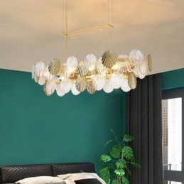 Lustre de vidro de luxo Lâmpada da moda Lâmpada suspensa de vidro em forma de concha