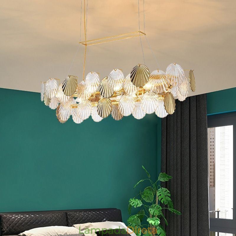 Lustre de vidro de luxo Lâmpada da moda Lâmpada suspensa de vidro em forma de concha