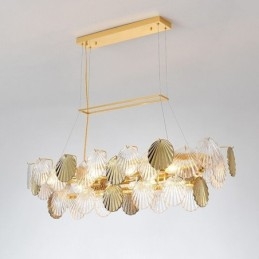 Lustre de vidro de luxo Lâmpada da moda Lâmpada suspensa de vidro em forma de concha