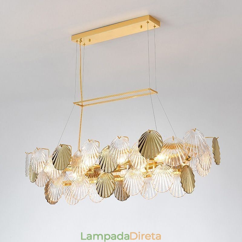 Lustre de vidro de luxo Lâmpada da moda Lâmpada suspensa de vidro em forma de concha