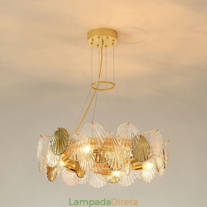 Lustre de vidro concha moderno luzes de jantar