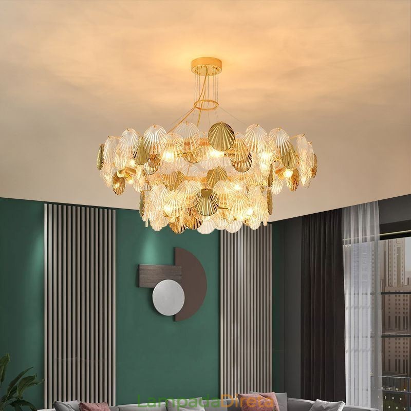 Lustre de vidro concha moderno luzes de jantar