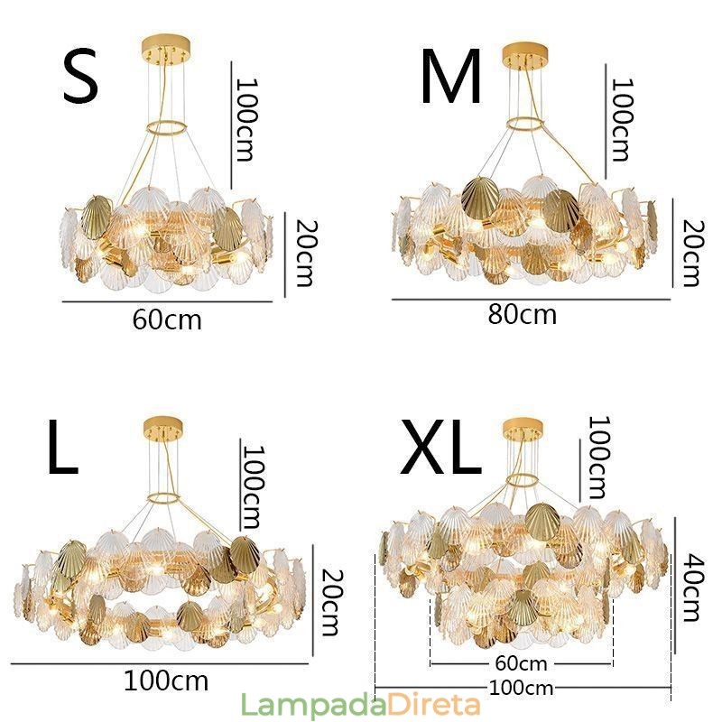 Lustre de vidro concha moderno luzes de jantar
