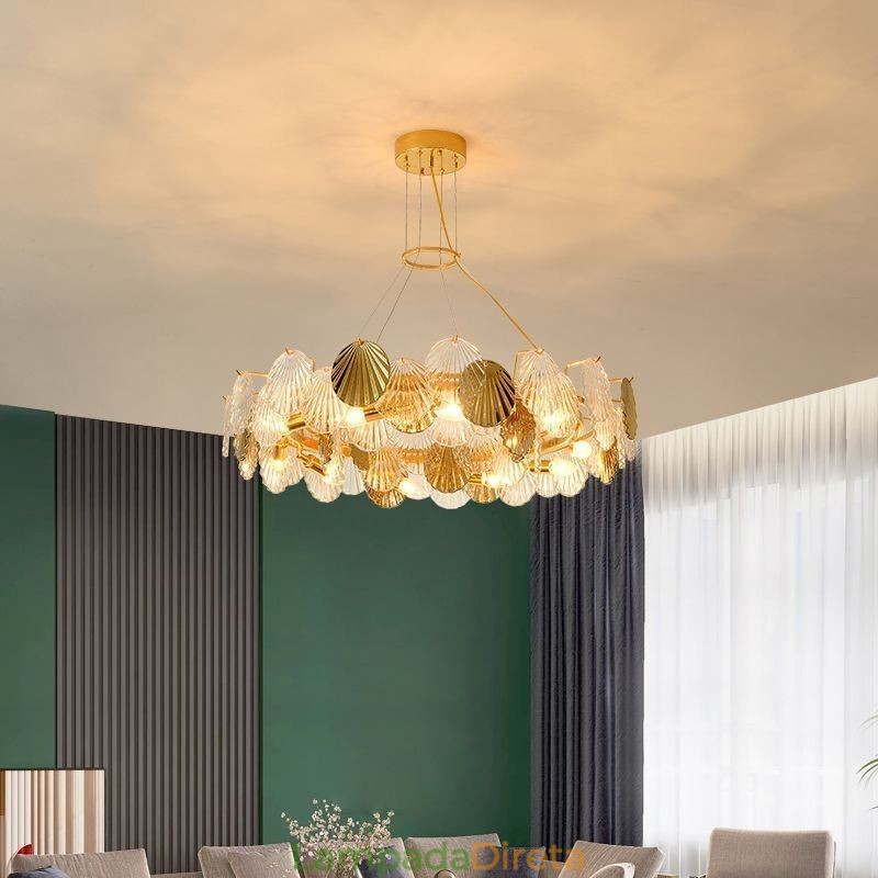 Lustre de vidro concha moderno luzes de jantar