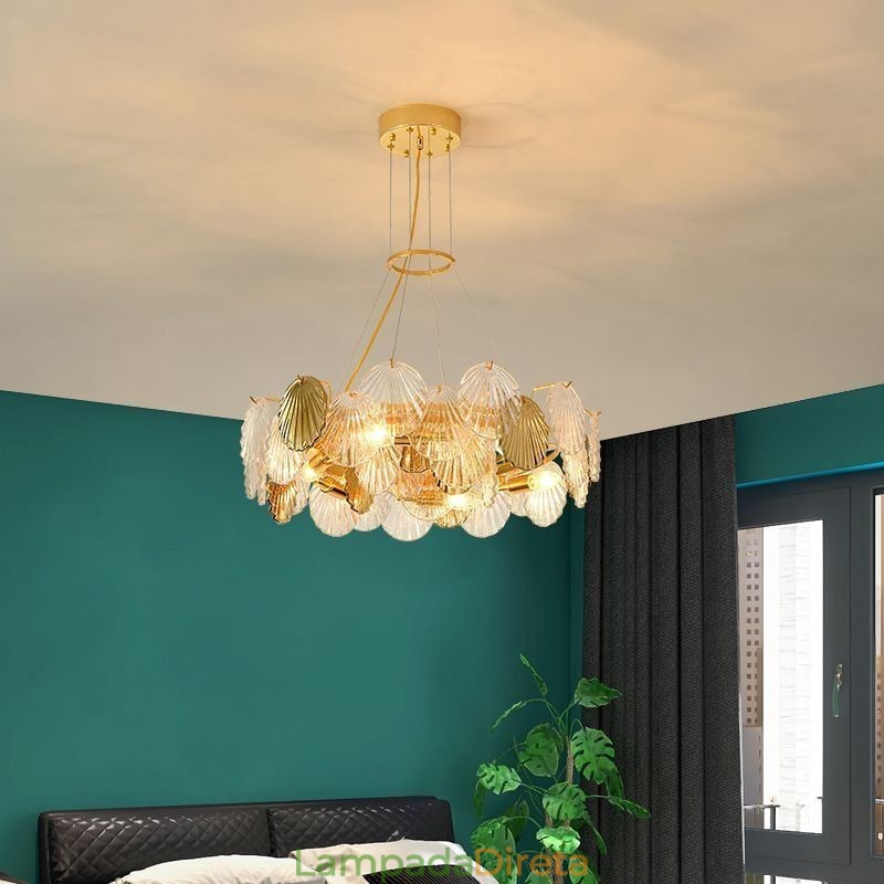 Lustre de vidro concha moderno luzes de jantar
