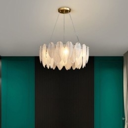 Lustre de vidro artístico Pena Redondo Pendente Luz