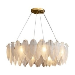 Lustre de vidro artístico Pena Redondo Pendente Luz