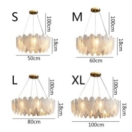 Lustre de vidro artístico Pena Redondo Pendente Luz