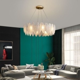 Lustre de vidro artístico Pena Redondo Pendente Luz