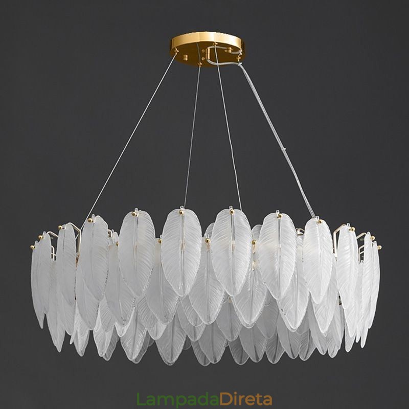 Lustre de vidro artístico Pena Redondo Pendente Luz