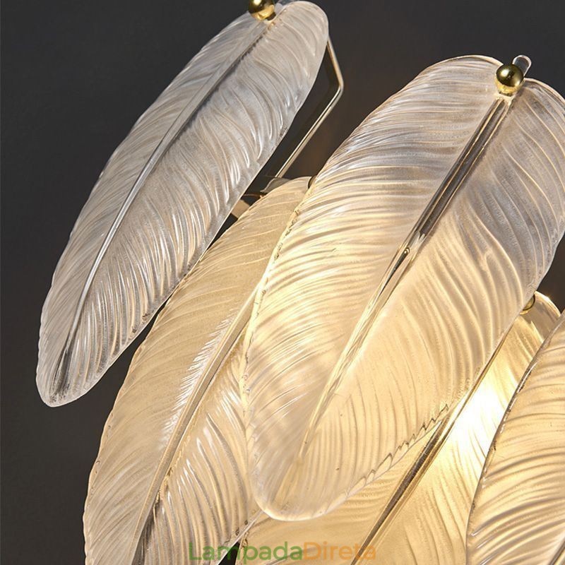 Lustre de vidro artístico Pena Redondo Pendente Luz