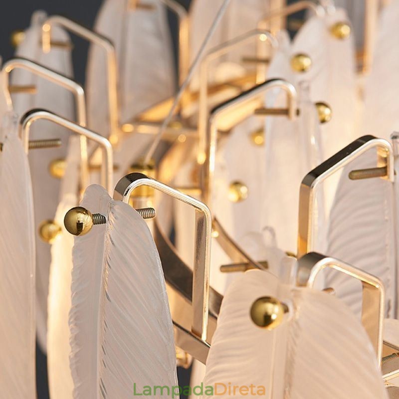 Lustre de vidro artístico Pena Redondo Pendente Luz