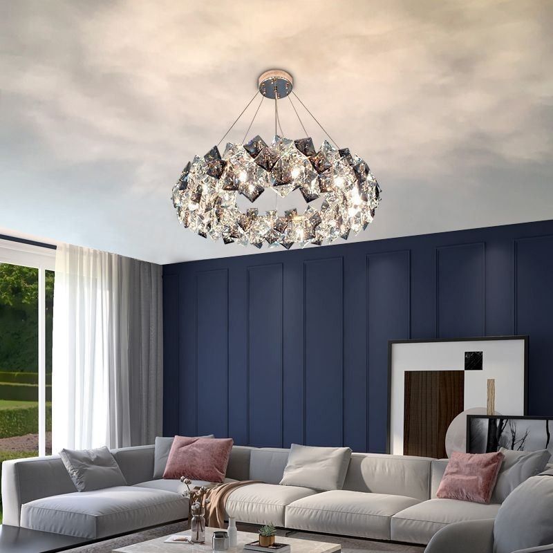 Lustre de vidro de luxo leve moderno e minimalista luminária pendente sala de estar