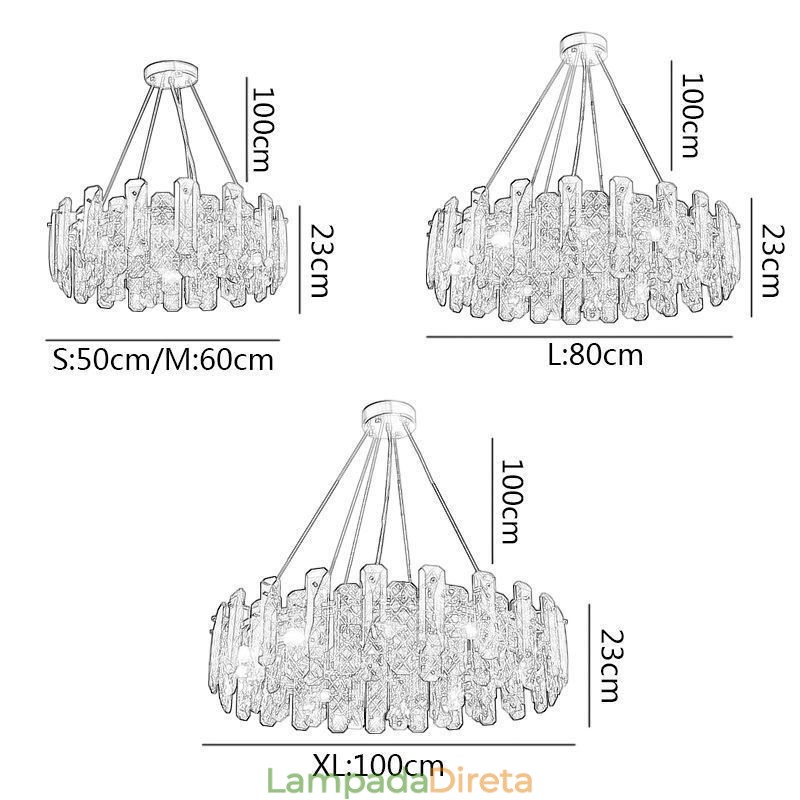 Luminária pendente de vidro europeia de luxo