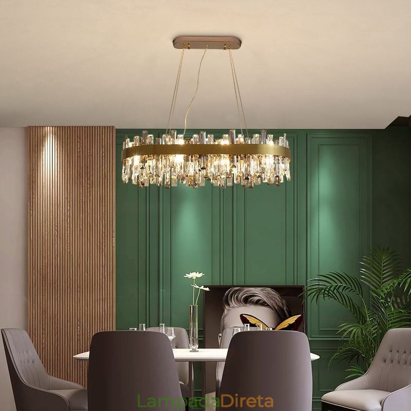 Lustre de luxo leve pós-moderno de vidro pendente