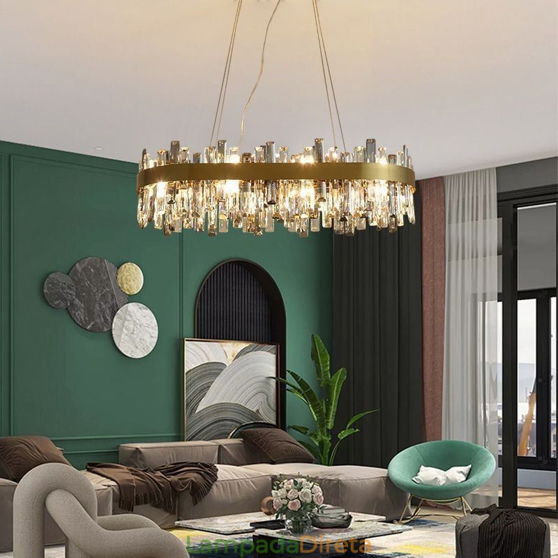 Lustre de luxo leve pós-moderno de vidro pendente