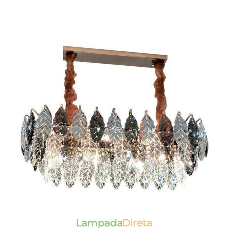 Lustre de vidro com pingente de ferro europeu, criativo, folha, lustre Lustre de vidro com pingente de ferro europeu, criativo, folha, lustre