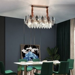 Lustre de vidro com pingente de ferro europeu, criativo, folha, lustre