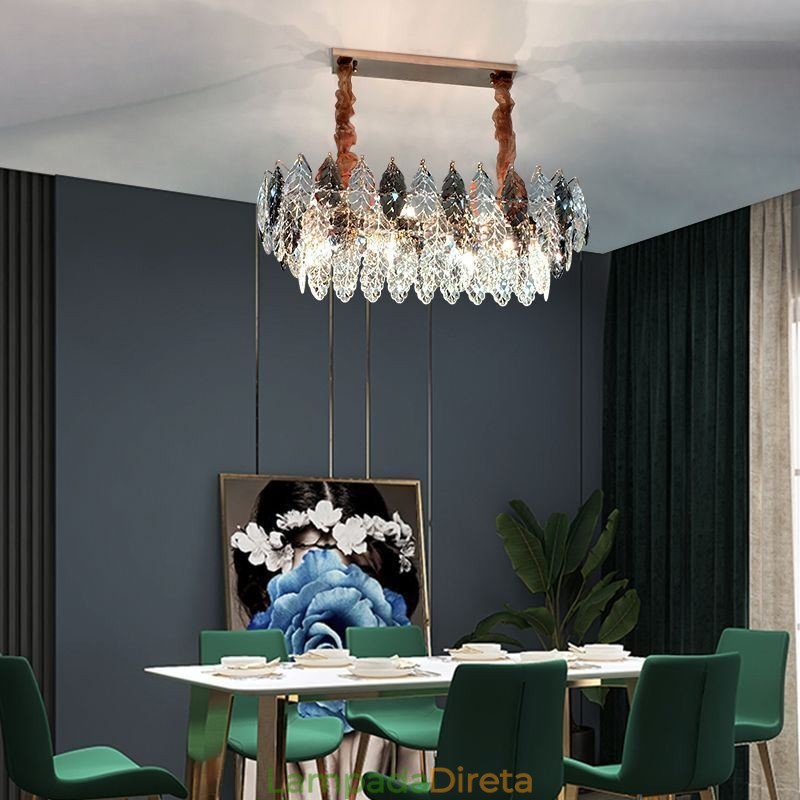 Lustre de vidro com pingente de ferro europeu, criativo, folha, lustre