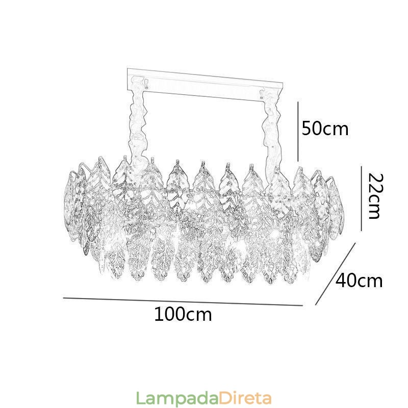 Lustre de vidro com pingente de ferro europeu, criativo, folha, lustre
