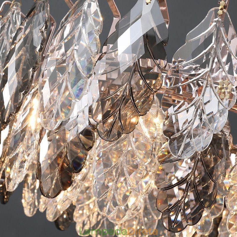 Lustre de vidro com pingente de ferro europeu, criativo, folha, lustre