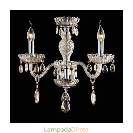 3 Luzes O estilo do palácio Lustre de vidro com lâmpada de vela 3 Luzes O estilo do palácio Lustre de vidro com lâmpada de vela