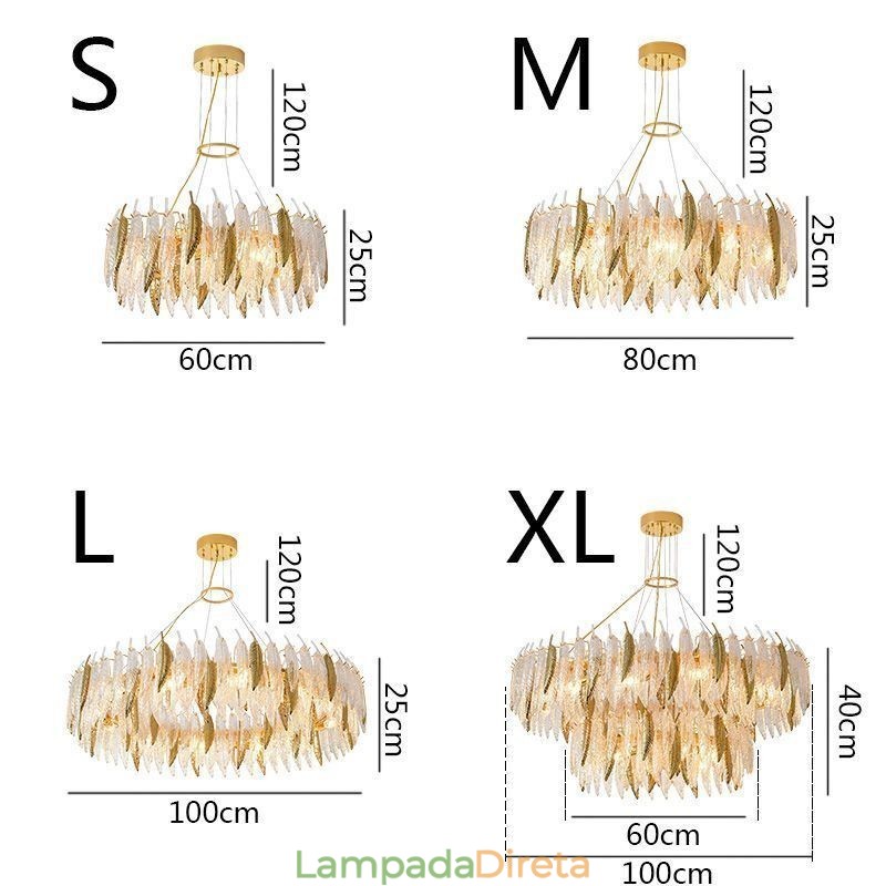 Lustre de vidro artístico Feather Round Ceiling Light