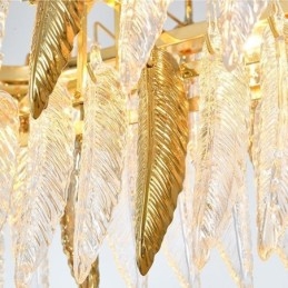 Lustre de vidro artístico Feather Round Ceiling Light