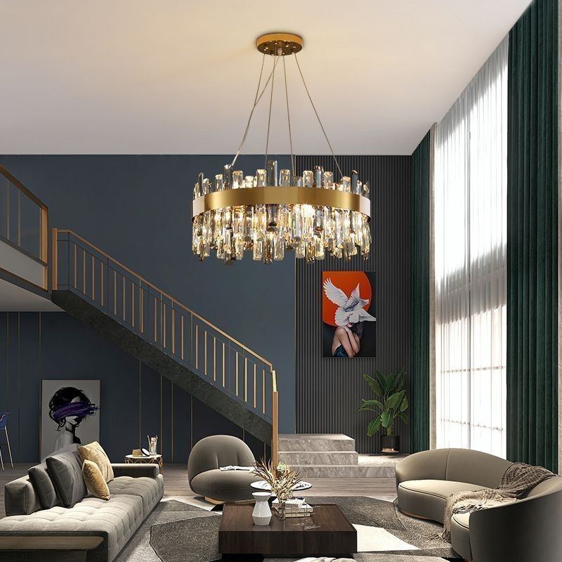 Lustre de vidro de luxo estilo europeu luz pendente sala de estar