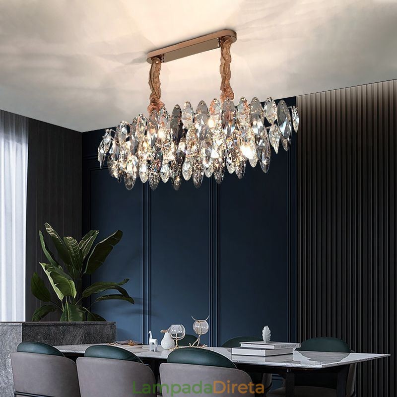 Luminária pendente de luxo leve decoração para casa lustre de vidro sala de estar