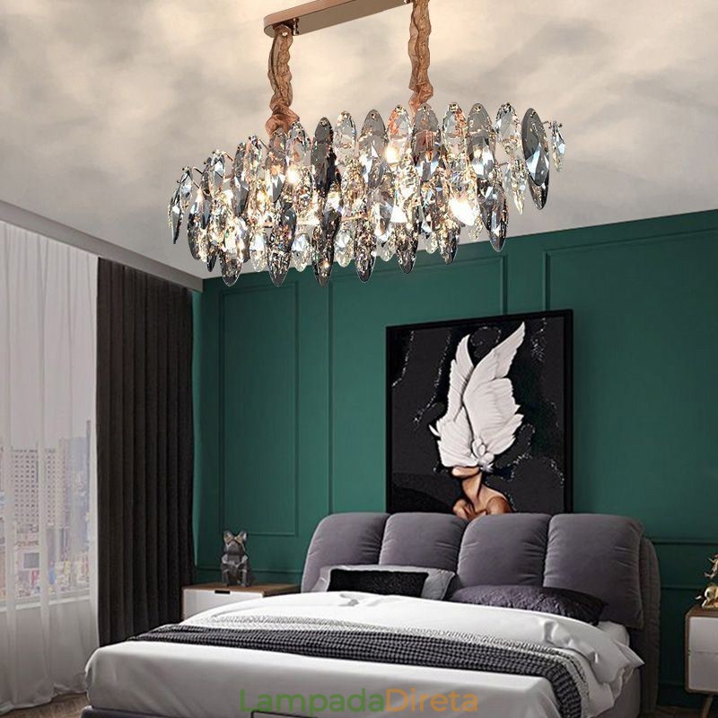 Luminária pendente de luxo leve decoração para casa lustre de vidro sala de estar