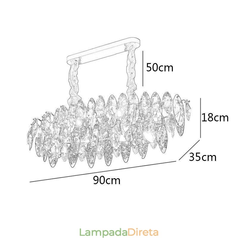 Luminária pendente de luxo leve decoração para casa lustre de vidro sala de estar