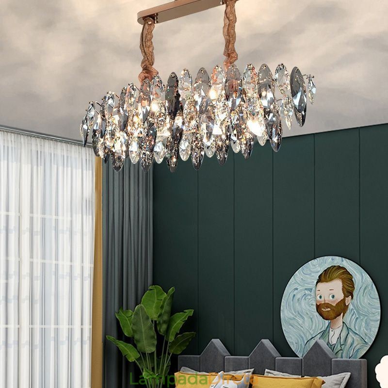 Luminária pendente de luxo leve decoração para casa lustre de vidro sala de estar