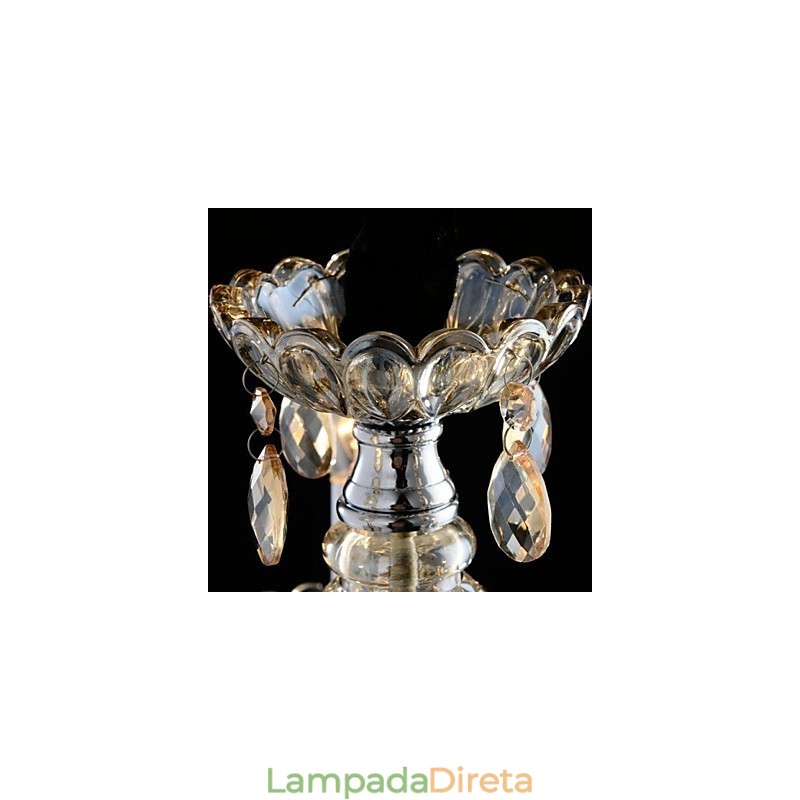 3 Luzes O estilo do palácio Lustre de vidro com lâmpada de vela