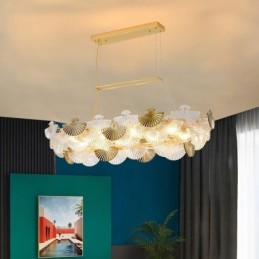 Lustre de vidro europeu em forma de leque com pingente de arte