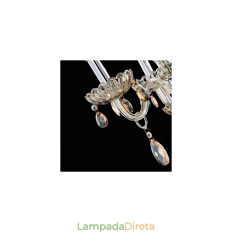 3 Luzes O estilo do palácio Lustre de vidro com lâmpada de vela