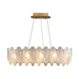 Lustre de vidro artístico Feather Round Pendant Lighting