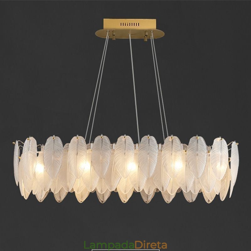 Lustre de vidro artístico Feather Round Pendant Lighting