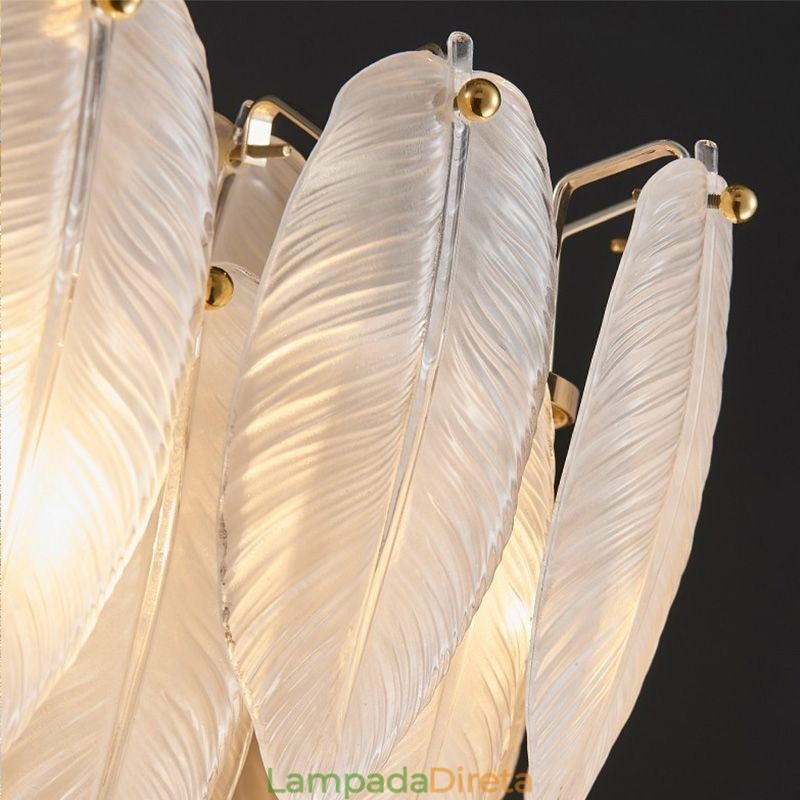 Lustre de vidro artístico Feather Round Pendant Lighting