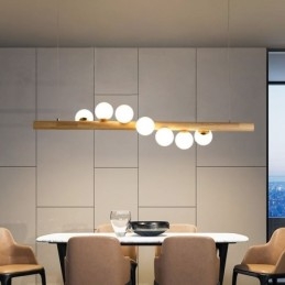 Luminária pendente Magic Bean com tiras de madeira